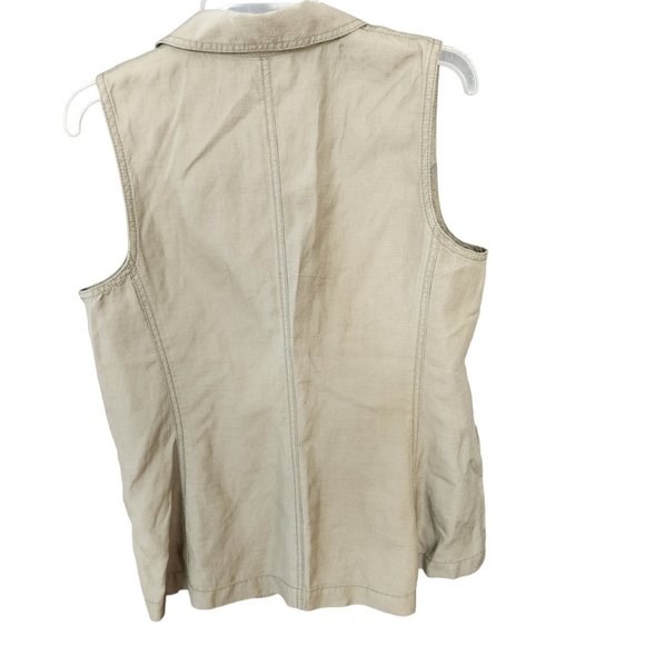 J.Jill linen and silk blend vest, olive green, womens medium - Picture 2 of 4